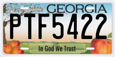 GA license plate PTF5422