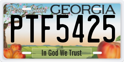 GA license plate PTF5425
