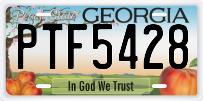 GA license plate PTF5428