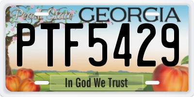GA license plate PTF5429