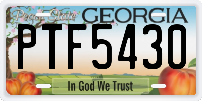 GA license plate PTF5430