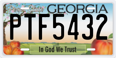 GA license plate PTF5432