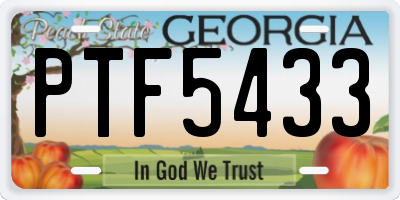 GA license plate PTF5433