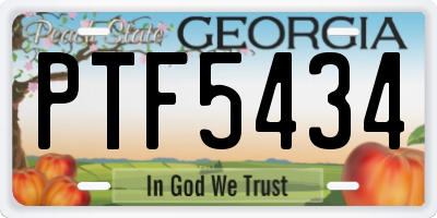 GA license plate PTF5434