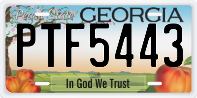 GA license plate PTF5443