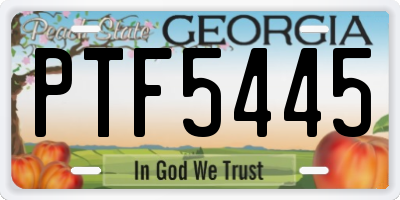 GA license plate PTF5445