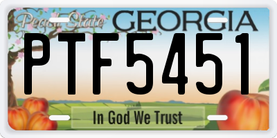 GA license plate PTF5451