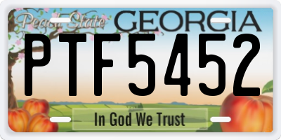 GA license plate PTF5452