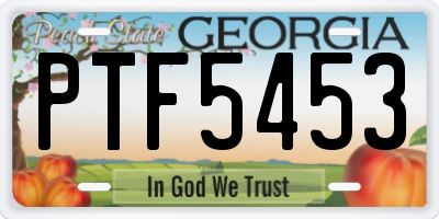 GA license plate PTF5453