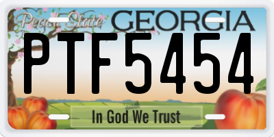 GA license plate PTF5454