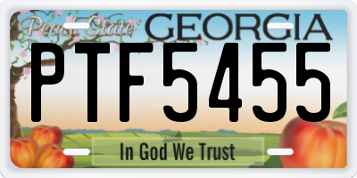 GA license plate PTF5455