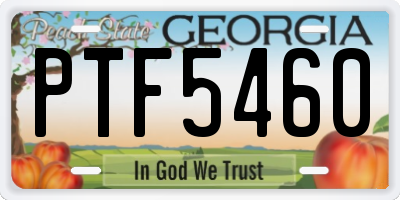 GA license plate PTF5460