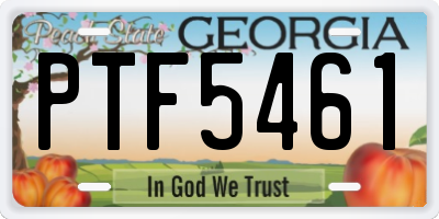 GA license plate PTF5461