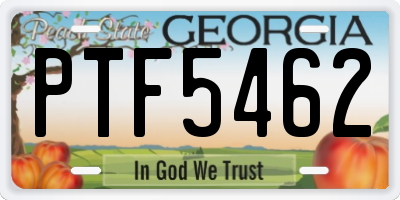 GA license plate PTF5462