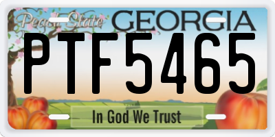 GA license plate PTF5465