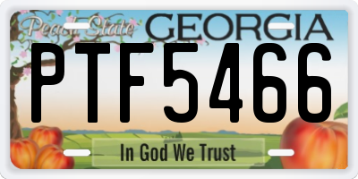 GA license plate PTF5466