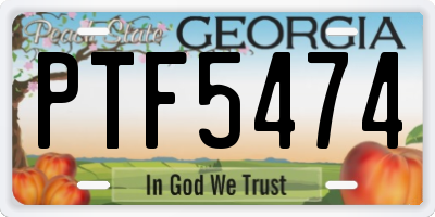 GA license plate PTF5474