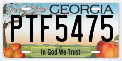 GA license plate PTF5475