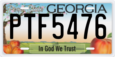 GA license plate PTF5476