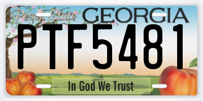 GA license plate PTF5481