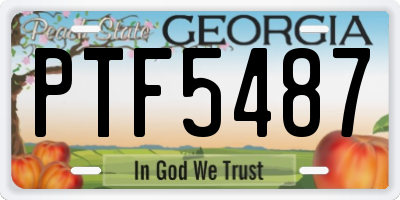 GA license plate PTF5487
