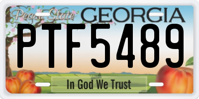 GA license plate PTF5489