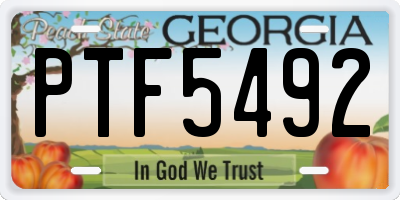 GA license plate PTF5492