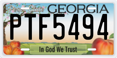 GA license plate PTF5494