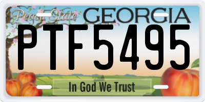 GA license plate PTF5495