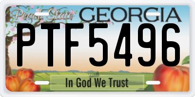 GA license plate PTF5496