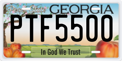 GA license plate PTF5500