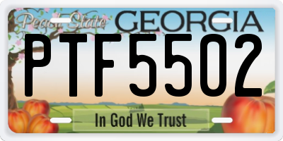 GA license plate PTF5502