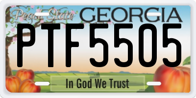 GA license plate PTF5505