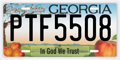 GA license plate PTF5508
