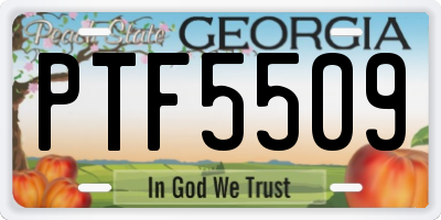 GA license plate PTF5509
