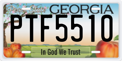 GA license plate PTF5510