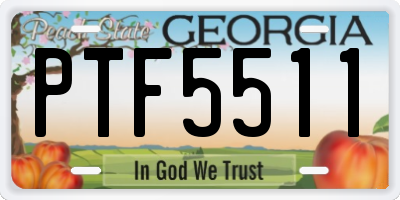 GA license plate PTF5511