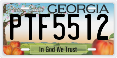 GA license plate PTF5512