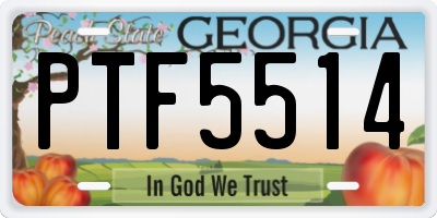 GA license plate PTF5514