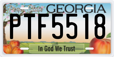GA license plate PTF5518
