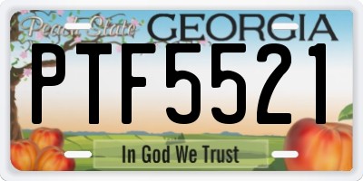 GA license plate PTF5521