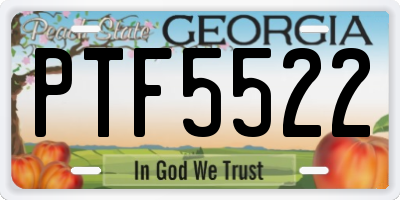 GA license plate PTF5522