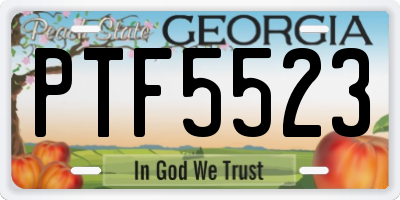 GA license plate PTF5523