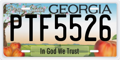 GA license plate PTF5526