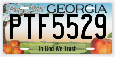 GA license plate PTF5529