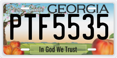 GA license plate PTF5535