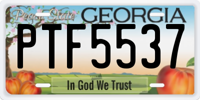 GA license plate PTF5537