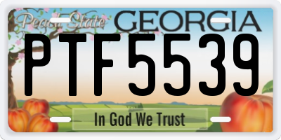 GA license plate PTF5539