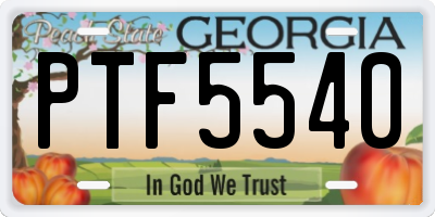 GA license plate PTF5540