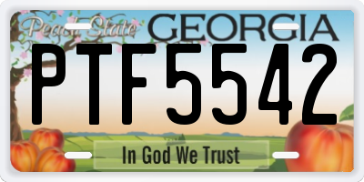 GA license plate PTF5542